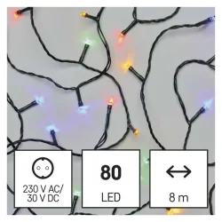 LED vianočná reťaz, 8 m, vnútorná a vonkajšia, viacfarebná, časovač - 1550044001
