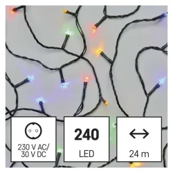 LED vianočná reťaz, 24 m, vnútorná a vonkajšia, viacfarebná, časovač - 1550044004