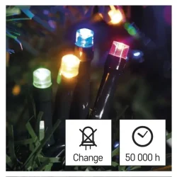 LED vianočná reťaz, 50 m, vnútorná a vonkajšia, viacfarebná, časovač - 1550044005
