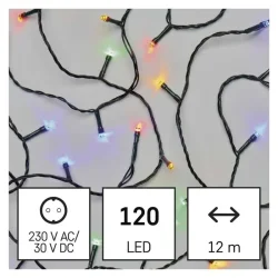 LED vianočná reťaz, 12 m, vnútorná a vonkajšia, viacfarebná, programy - 1550044007