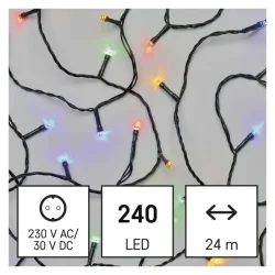 LED vianočná reťaz, 24 m, vnútorná a vonkajšia, viacfarebná, programy - 1550044017