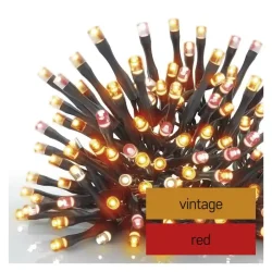 LED vianočná reťaz pulzujúca, 12 m, vnútorná a vonkajšia, vintage/červená, časovač - 1550045000