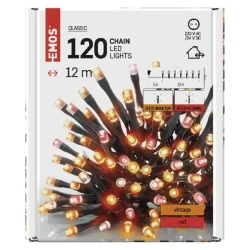 LED vianočná reťaz pulzujúca, 12 m, vnútorná a vonkajšia, vintage/červená, časovač - 1550045000