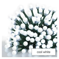 LED vianočná čerešňová reťaz - gule, 30 m, vnútorná a vonkajšia, studená biela, časovač - 1550052002
