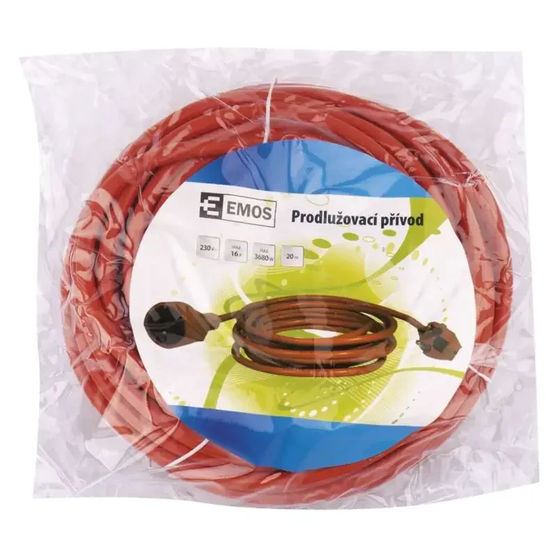 Predlžovací kábel - konektor, 20 m, 3x 1,5 mm, oranžový - 1901012000