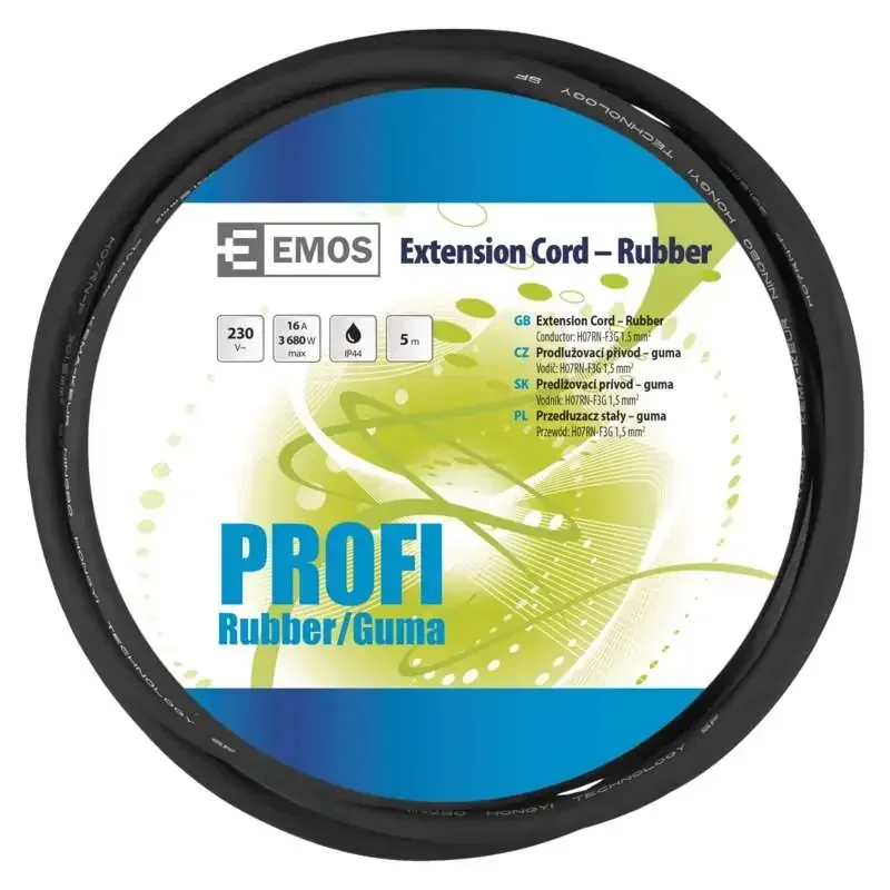 Neoprénový predlžovací kábel - konektor, 5 m, 3x 1,5 mm2 - 1902010500 Neoprénový predlžovací kábel - konektor, 5 m, 3x 1,5 mm2 - 1902010500