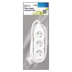 Predlžovací kábel - 3 zásuvky, 1,5 m, biely - 1902030150