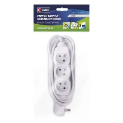 Predlžovací kábel - 3 zásuvky, 3 m, biely - 1902030300