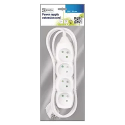 Predlžovací kábel - 4 zásuvky, 1,5 m, biely - 1902040150