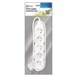 Predlžovací kábel - 5 zásuviek, 1,5 m, biely - 1902050150