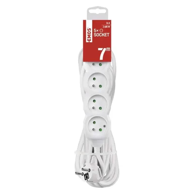 Predlžovací kábel 7 m / 5 zásuviek / biely / PVC / 1,5 mm2 - 1902050701