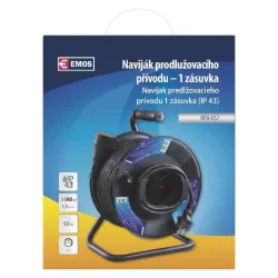 Gumový predlžovací kábel na bubne - konektor, 50 m, 1,5 mm2 - 1908215000