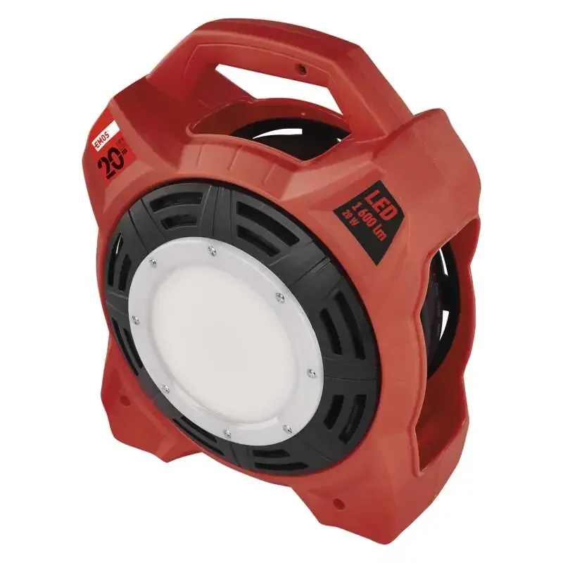 Vonkajší predlžovací kábel na bubne 20 m / 4 ks. / guma / 230 V / 1,5 mm2 s LED reflektorom - 1908242000
