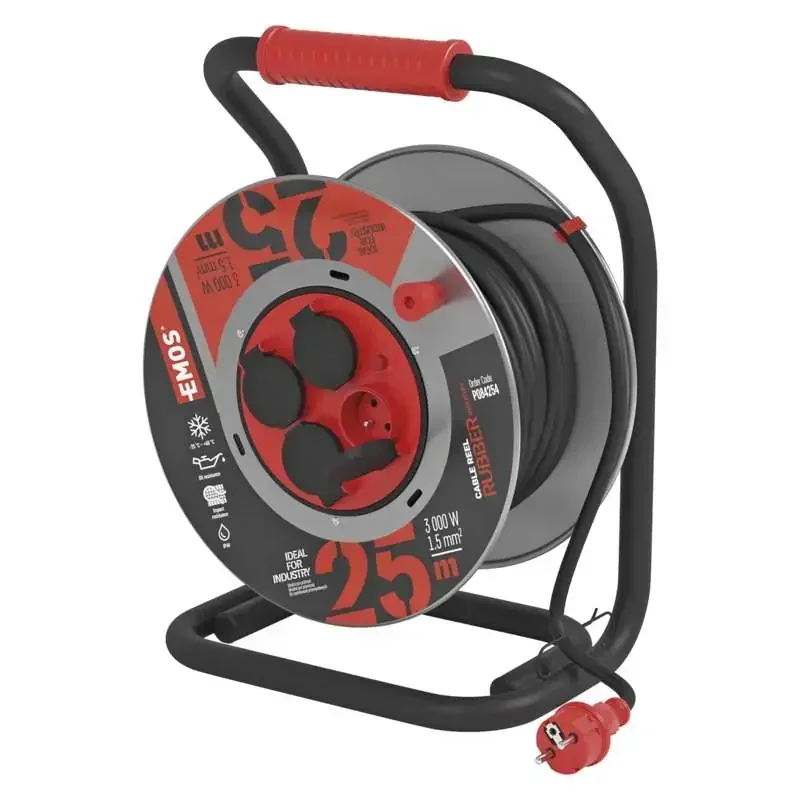 Gumovo-neoprénový predlžovací kábel, kovový bubon - 4z, 25m, 1,5mm2 - 1908442500