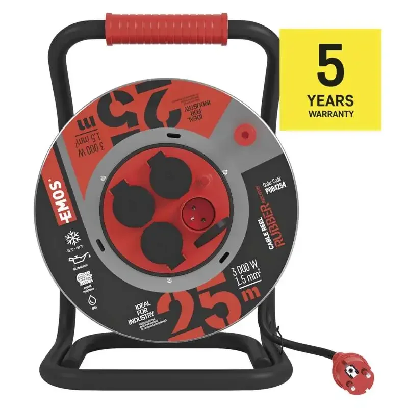 Gumovo-neoprénový predlžovací kábel, kovový bubon - 4z, 25m, 1,5mm2 - 1908442500