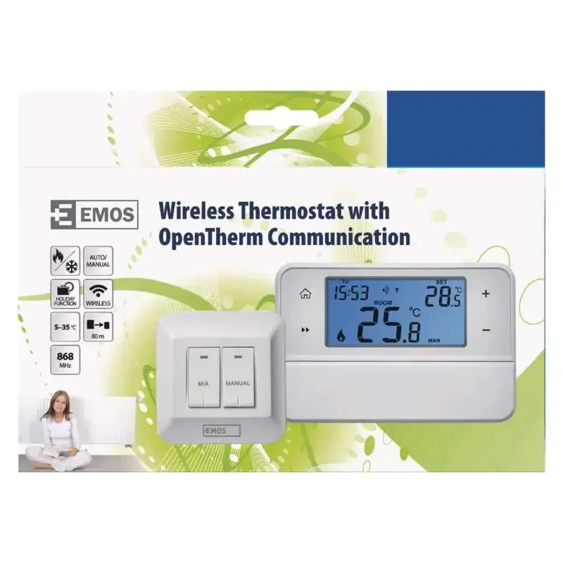 Izbový termostat s kom. OpenTherm, bezdrôtový, P5616OT - 2101307000