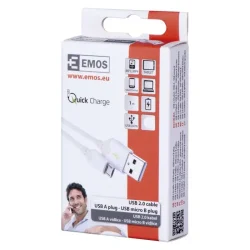 Kábel USB 2.0 A/M - micro B/M 1 m biely, Quick Charge - 2335070410