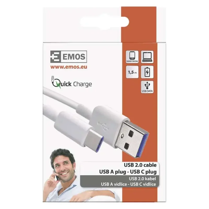 Kábel USB 2,0 A/M - C/M 1,5 m, biely - 2335076011