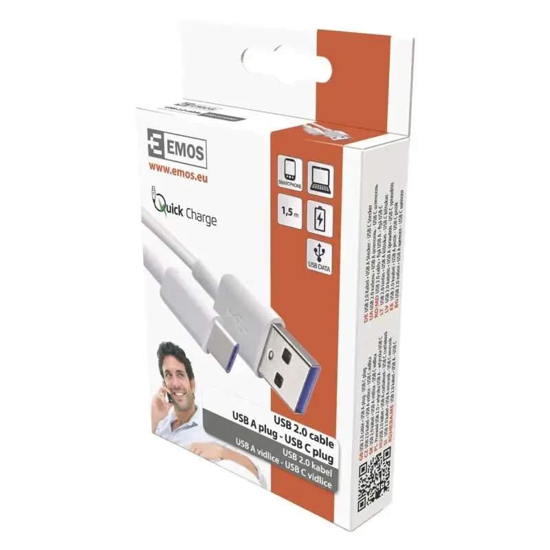 Kábel USB 2,0 A/M - C/M 1,5 m, biely - 2335076011