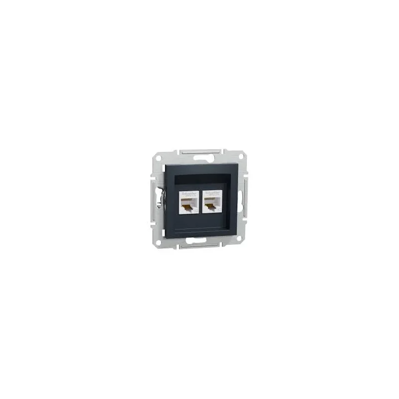 Zásuvka dátová 2xRJ45, Asfora, 5e UTP, Antracit EPH4400171 - EPH4400171