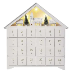 LED drevený adventný kalendár, 35x33 cm, 2x AA, vnútorný, teplá biela, časovač DCWW02 - 1550000016