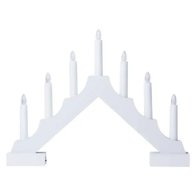 Biely drevený LED svietnik, 29 cm, 2x AA, vnútorný, teplá biela, časovač DCAW12 - 1550000066 Biely drevený LED svietnik, 29 cm, 2x AA, vnútorný, teplá biela, časovač DCAW12 - 1550000066