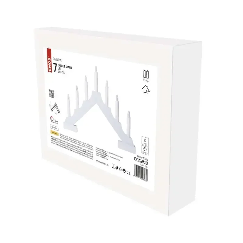 Biely drevený LED svietnik, 29 cm, 2x AA, vnútorný, teplá biela, časovač DCAW12 - 1550000066 Biely drevený LED svietnik, 29 cm, 2x AA, vnútorný, teplá biela, časovač DCAW12 - 1550000066