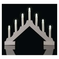 Biely drevený LED svietnik, 29 cm, 2x AA, vnútorný, teplá biela, časovač DCAW12 - 1550000066 Biely drevený LED svietnik, 29 cm, 2x AA, vnútorný, teplá biela, časovač DCAW12 - 1550000066