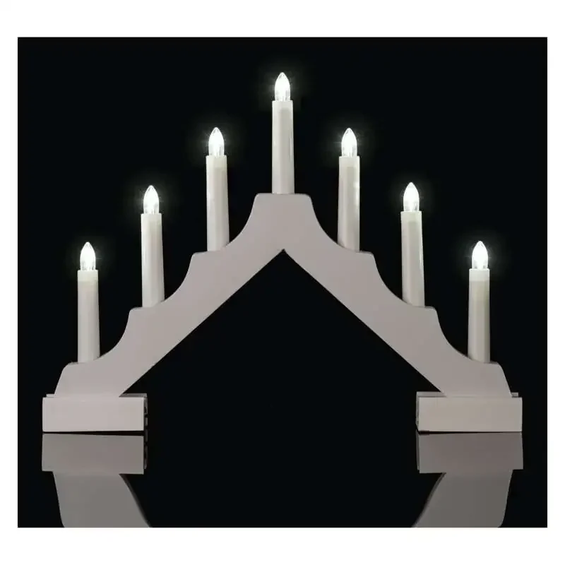 Biely drevený LED svietnik, 29 cm, 2x AA, vnútorný, teplá biela, časovač DCAW12 - 1550000066 Biely drevený LED svietnik, 29 cm, 2x AA, vnútorný, teplá biela, časovač DCAW12 - 1550000066