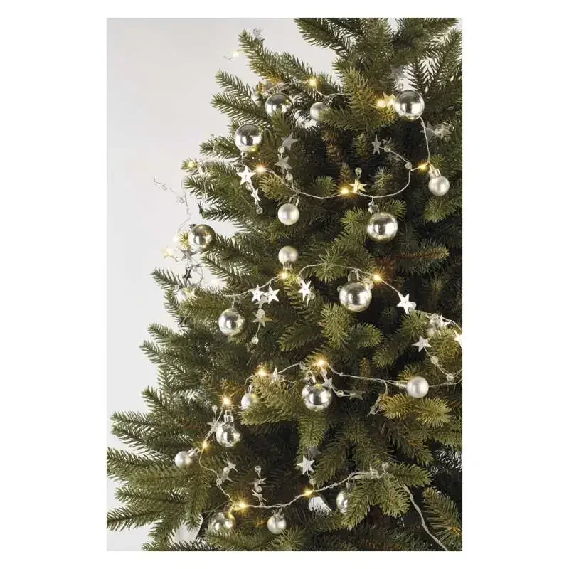 LED vianočná girlanda, strieborné gule s hviezdami 1,9 m, 2x AA, vnútorná, teplá biela, časovač DCGW10 - 1550000117 LED vianočná girlanda, strieborné gule s hviezdami 1,9 m, 2x AA, vnútorná, teplá biela, časovač DCGW10 - 1550000117