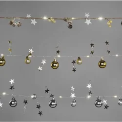 LED vianočná girlanda, strieborné gule s hviezdami 1,9 m, 2x AA, vnútorná, teplá biela, časovač DCGW10 - 1550000117 LED vianočná girlanda, strieborné gule s hviezdami 1,9 m, 2x AA, vnútorná, teplá biela, časovač DCGW10 - 1550000117