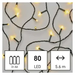 LED vianočná reťaz, 5,6 m, 3x AA, vnútorná a vonkajšia, teplá biela, časovač D4FW02 - 1550040007