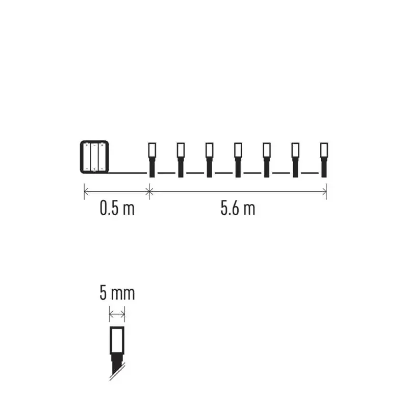 LED vianočná reťaz, 5,6 m, 3x AA, vnútorná a vonkajšia, teplá biela, časovač D4FW02 - 1550040007 LED vianočná reťaz, 5,6 m, 3x AA, vnútorná a vonkajšia, teplá biela, časovač D4FW02 - 1550040007