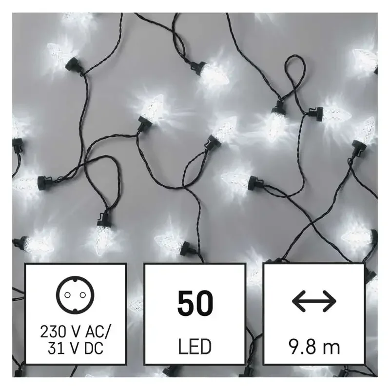 LED vianočná reťaz - borovicové šišky, 9,8 m, vnútorné a vonkajšie, studená biela, programy D5ZC01 - 1550052010