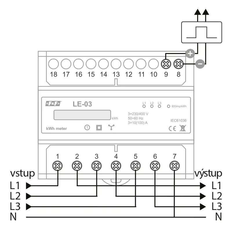1619038 Elektromer trojfázový LE-03d