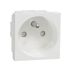 Unica - Zásuvka 250V/16A 2P+E, clonky, skrutky, Biela NU303918E - NU303918E