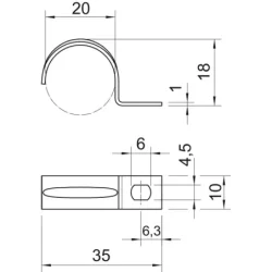 1003208 - Upevňovacia príchytka jednostranná 20mm Oceľ galvanicky zinkované
