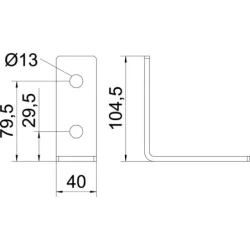 1124663 - Spojovací uholník 90°, s 4 otvormi 104x104x40x5 Oceľ žiarovo zinkované ponorením