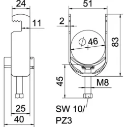 1187638 - Strmeňová príchytka 2056 40-46mm Oceľ žiarovo zinkované ponorením