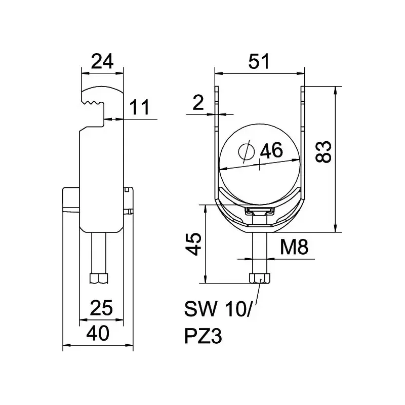1187638 - Strmeňová príchytka 2056 40-46mm Oceľ žiarovo zinkované ponorením