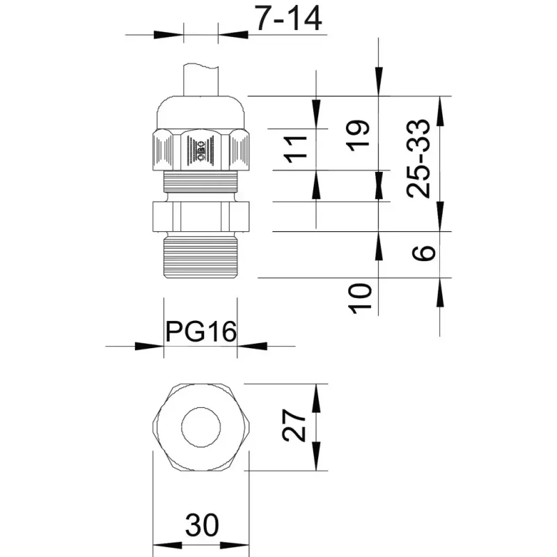 2022579 - Káblová vývodka PG16 Polyamid čisto biela RAL 9010