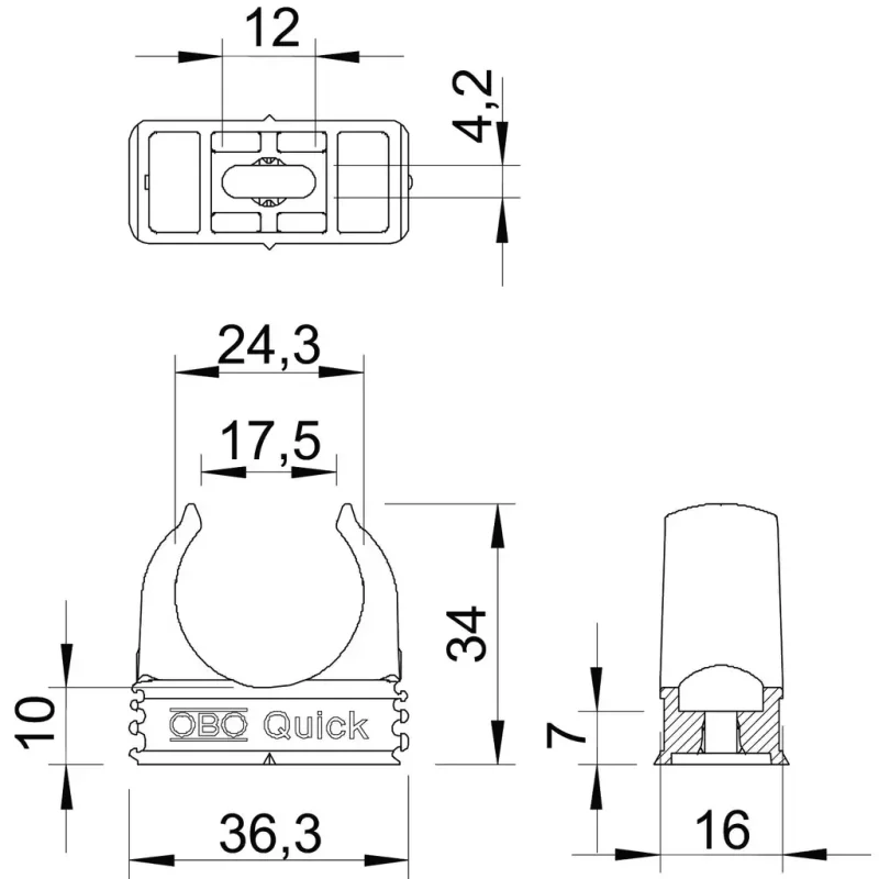 2149016 - Príchytka Quick M25 Polypropylén svetlosivá RAL 7035