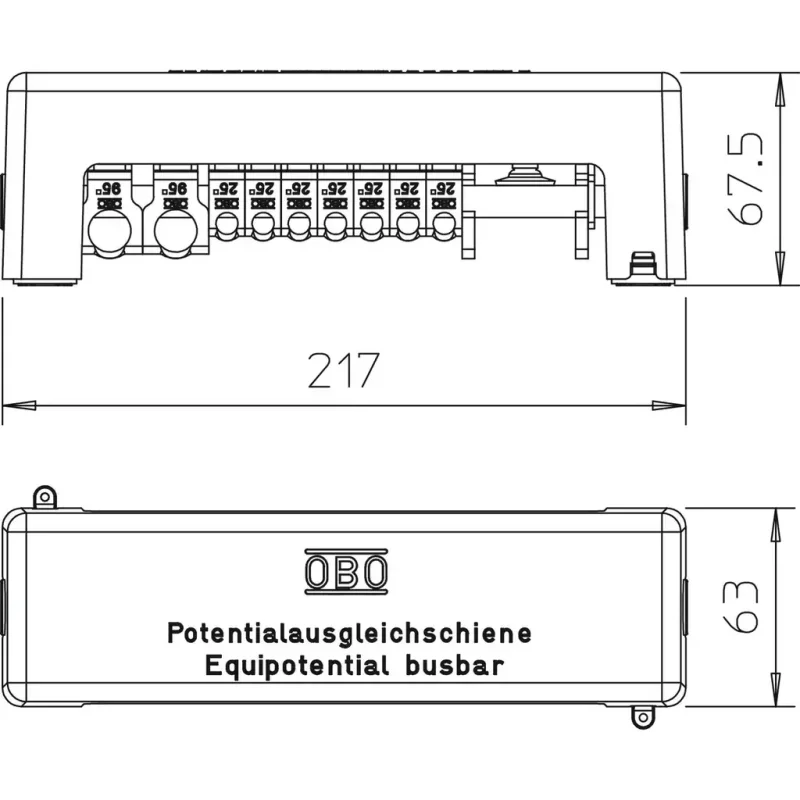 5015650 - Lišta potenciálov. vyrovnania 217mm Mosadz sivá