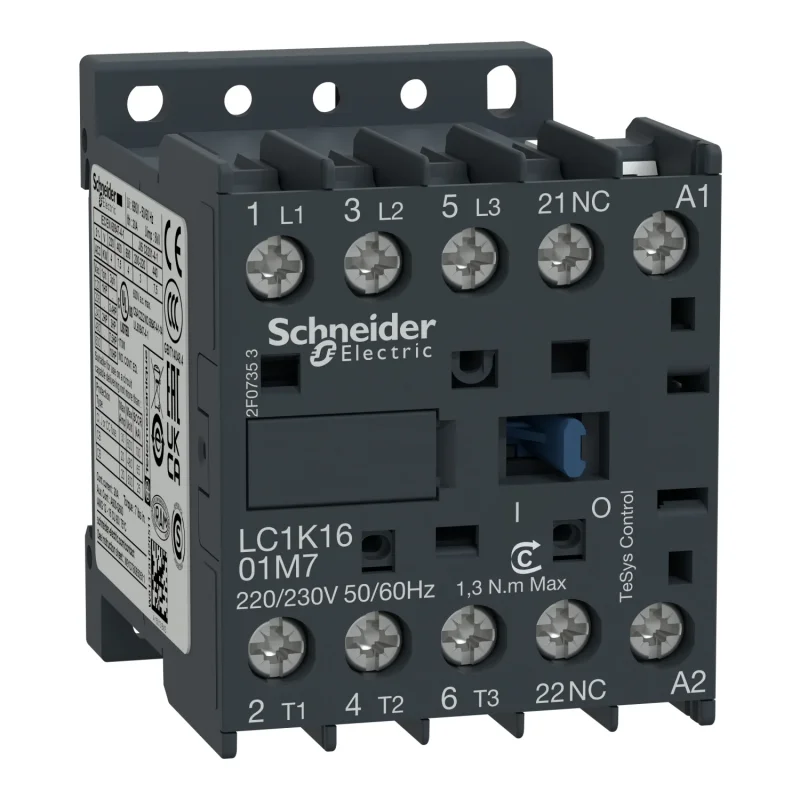 LC1K1601B7 - ministýkač 3P (3Z) 16A AC-3 440V-pomocný kontakt 1V- cievka 24V 50Hz