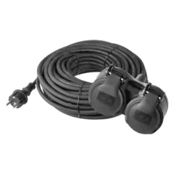 1901022500 - Predlžovací kábel s gumovým plášťom – 2 zásuvky, 25m, 3x 1,5mm2, IP44