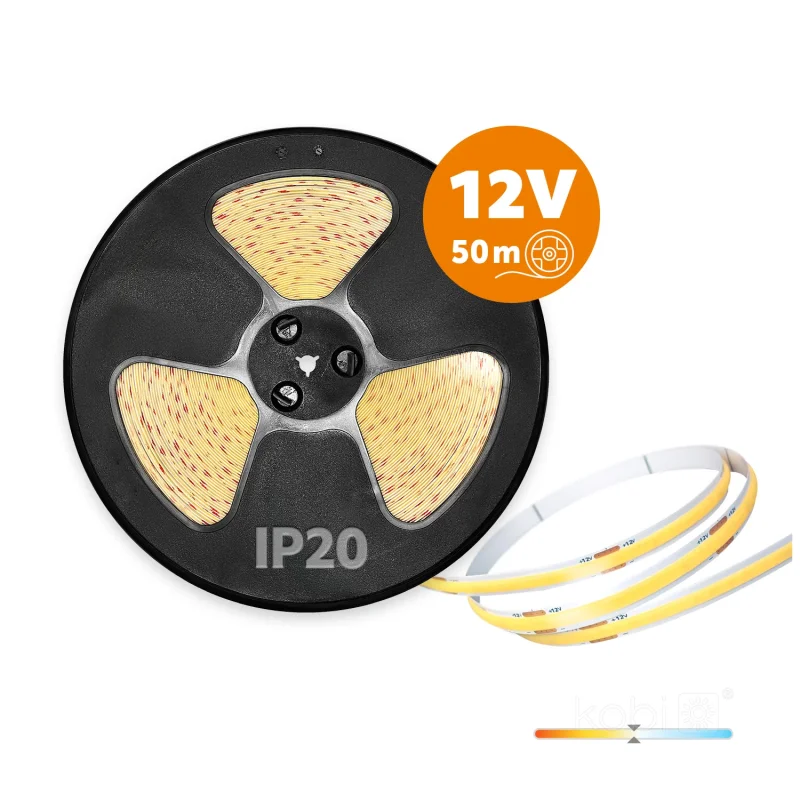 004614 - LED pásik TRAMO 320 COB 50m 4000K 12V IP20 Kobi Premium