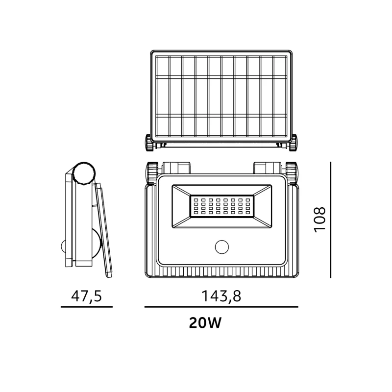 004965 - Solárny LED reflektor NCS G2 20W 3CCT IP54 Kobi