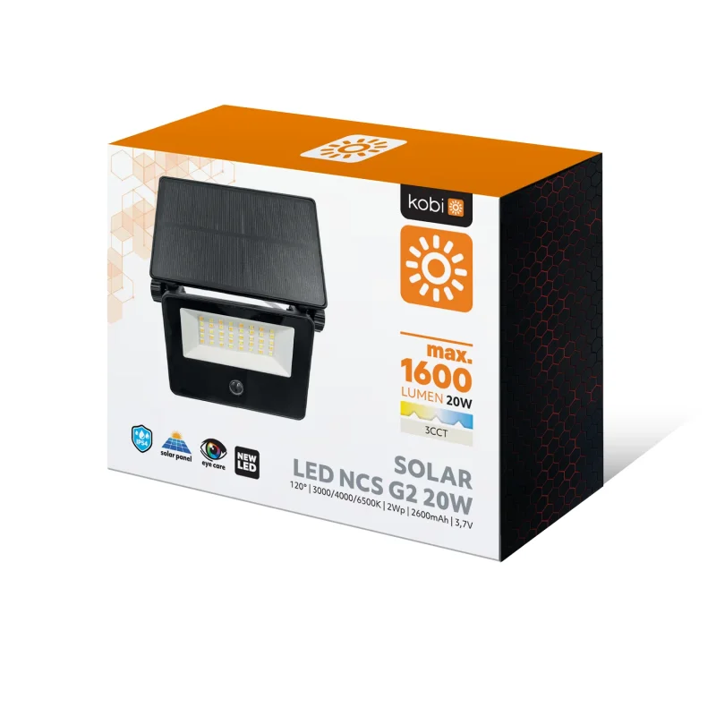 004965 - Solárny LED reflektor NCS G2 20W 3CCT IP54 Kobi
