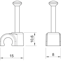 2225611 - ISO-Nagel-Clip 8mm, L25 Polypropylén čisto biela RAL 9010