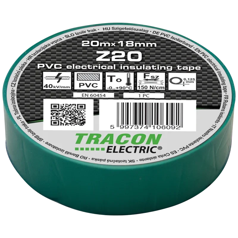 Z20 - Izolačná páska, zelená 20m×18mm, PVC, 0-90°C, 40kV/mm